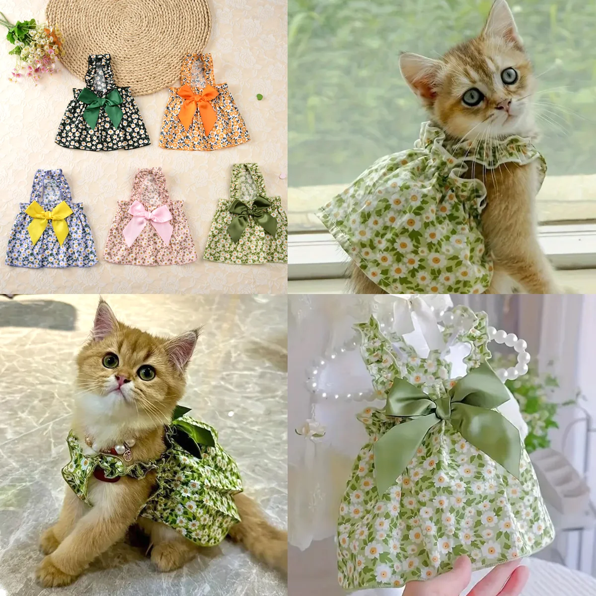 

1 Pc Pet Dress Dog&Cat Summer Dress Yomantic Floral Pattern Suitable For Birthday Wedding Party Outfits