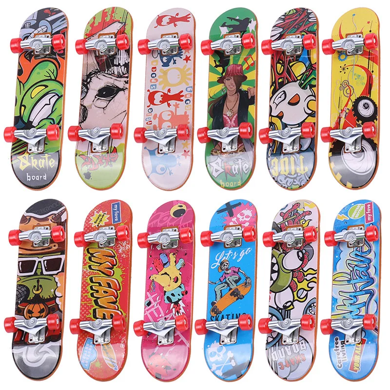 

5p Random Color Finger Skateboard Frosted Surface Double Warping Plate Skateboard Tabletop Skate Mini Skateboard Finger Gift Toy