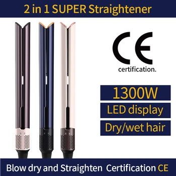 1300W Hair Straightener and Dryer Combo 2-in-1 Negative Ion Heating Flat Iron for Quick…