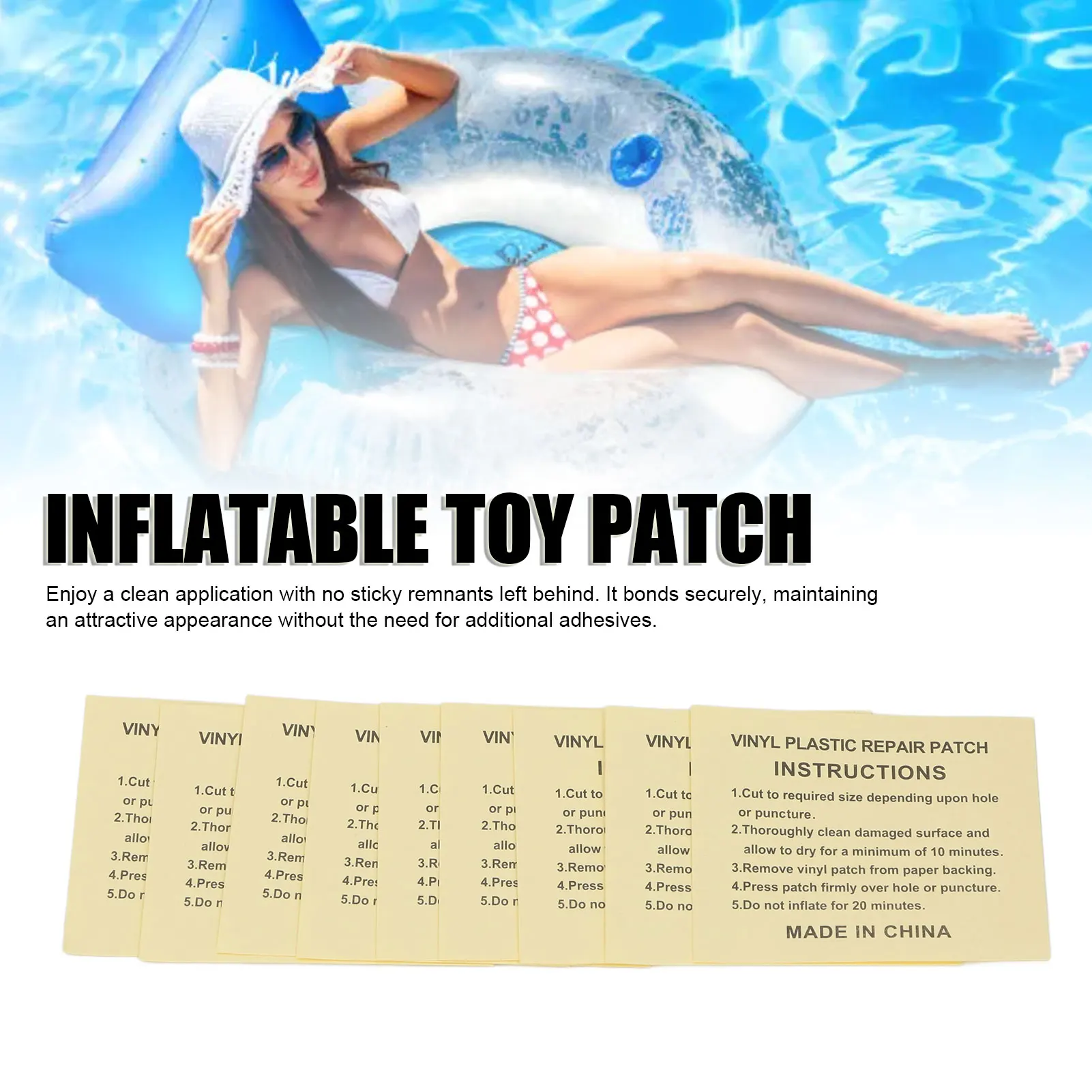 رقعة قابلة للنفخ من مادة PVC مقاومة للماء، متعددة الوظائف، رقعة إصلاح مرتبة هوائية ذاتية اللصق، سهلة الاستخدام للسباحة