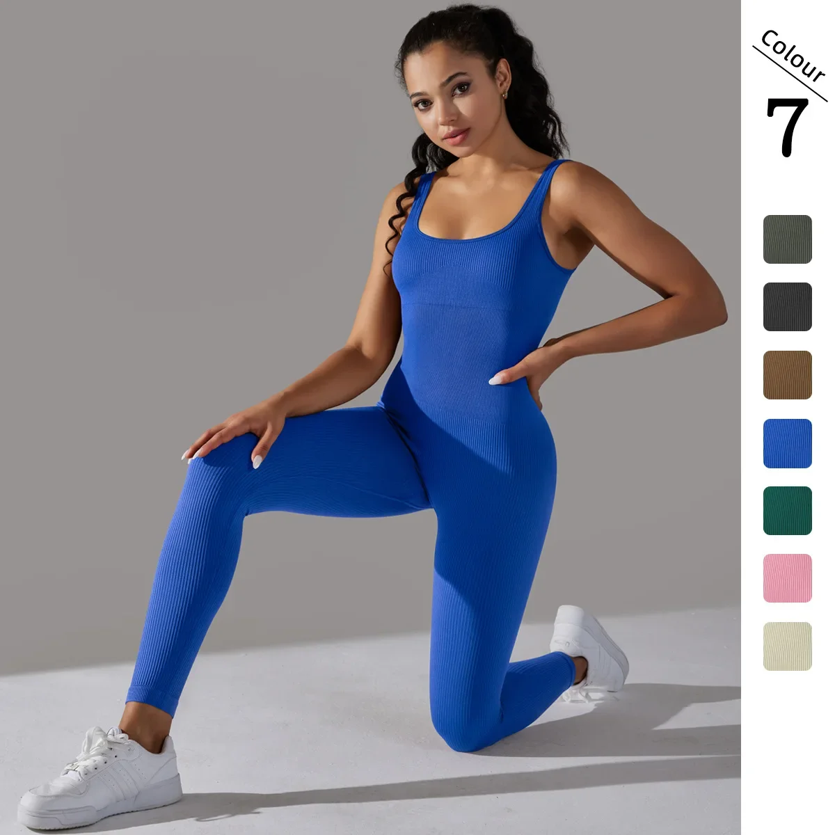 

Seamless Knitted Thread Yoga Jumpsuits Sports Fitness Hip-lifting One-Piece Tight Running Gym Workout Tracksuits for Women