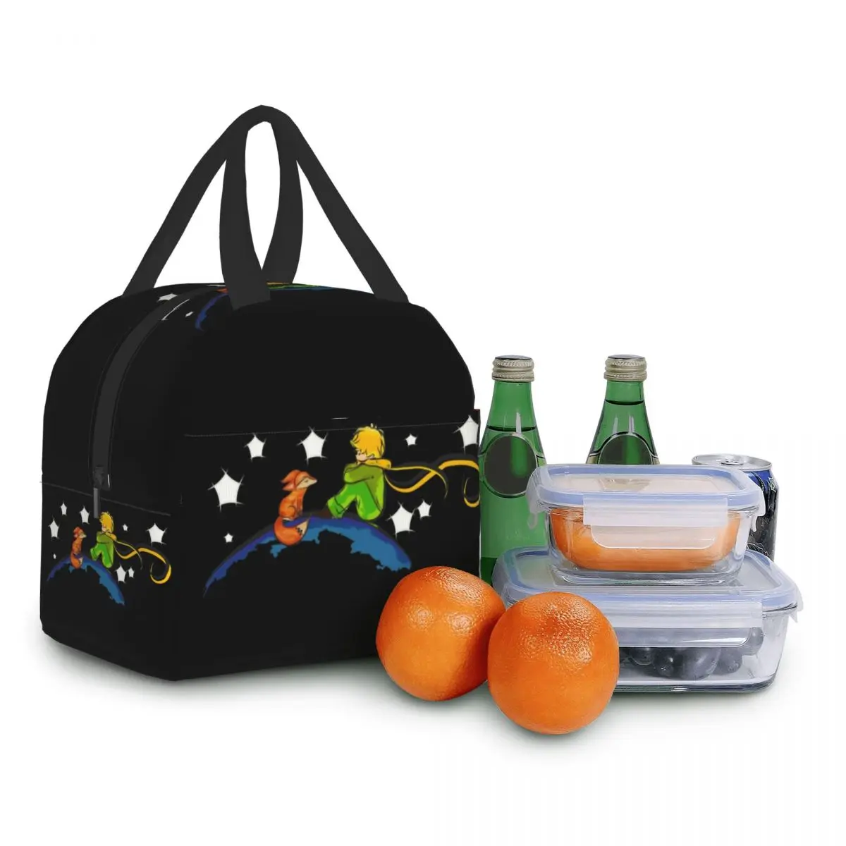 Bolsa de almuerzo El Principito Y zorro para mujer, refrigerador térmico, lonchera aislada para el trabajo, oficina, portátil, Camping, viaje, bolsa