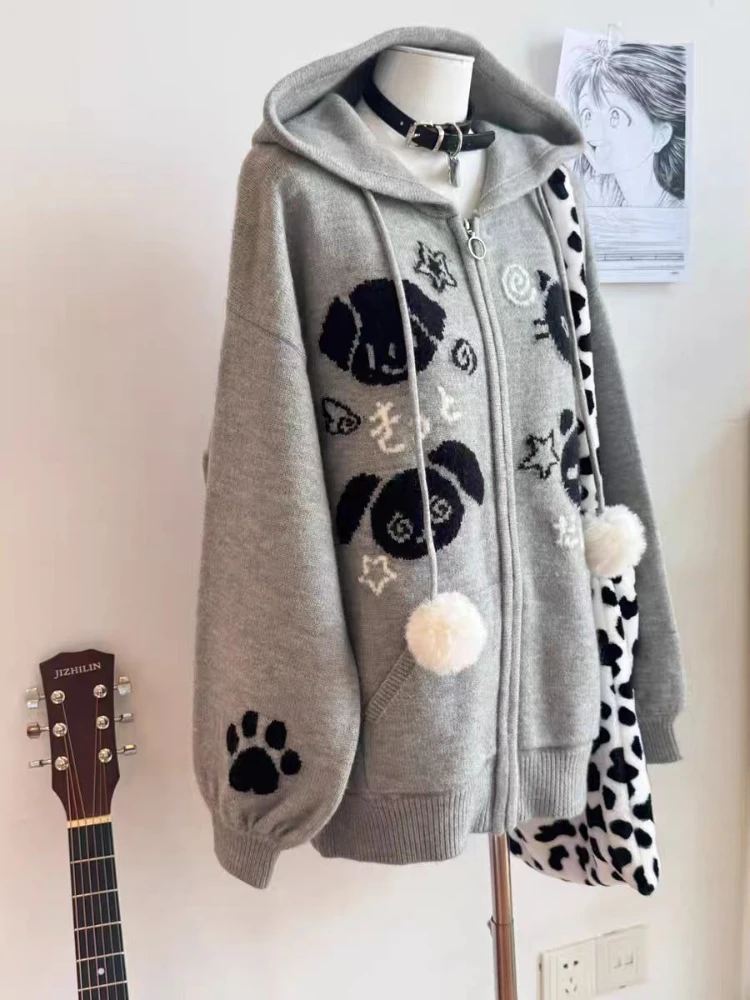 

2025 милая японская толстовка в милом стиле, женская толстовка с длинным рукавом и вышивкой, осенняя модная повседневная верхняя одежда на молнии