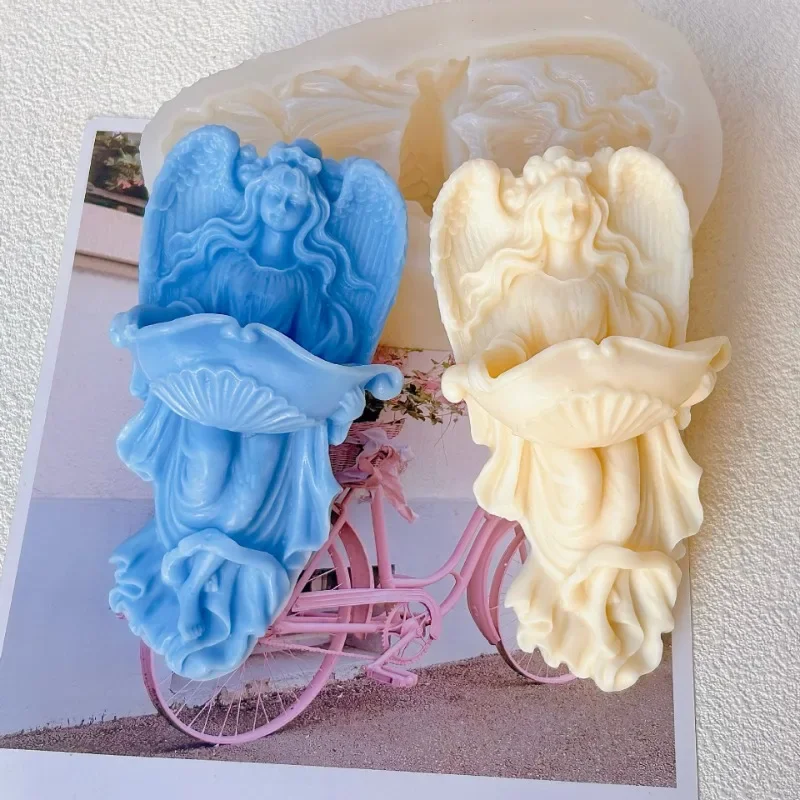 3D Blessing Goddess Shape Candle Silicone Mold Angel Fairy Scented Resin Gypsum Soap Making Kit Cake Decor Wedding Crafts Gifts