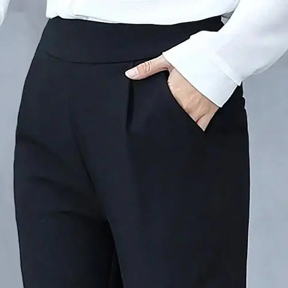 Pantalones de mujer, pantalones de negocios de Color sólido, cintura alta, combina con todo, elegantes, finos, no se decoloran, pantalones de traje de viaje de Color sólido