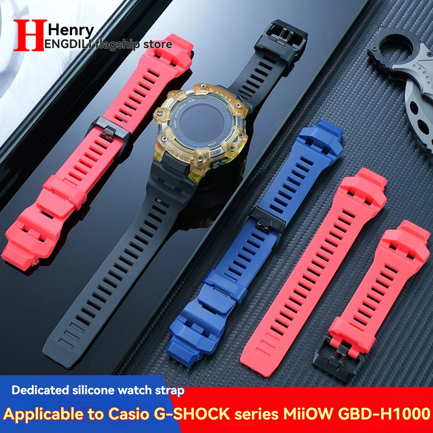 GBD H1000 Waterproof Rubber WatchBand For CASIO G-SHOCK 3475 GBD-H1000 Silicone Sports Strap for Outdoor Hiking Replacement