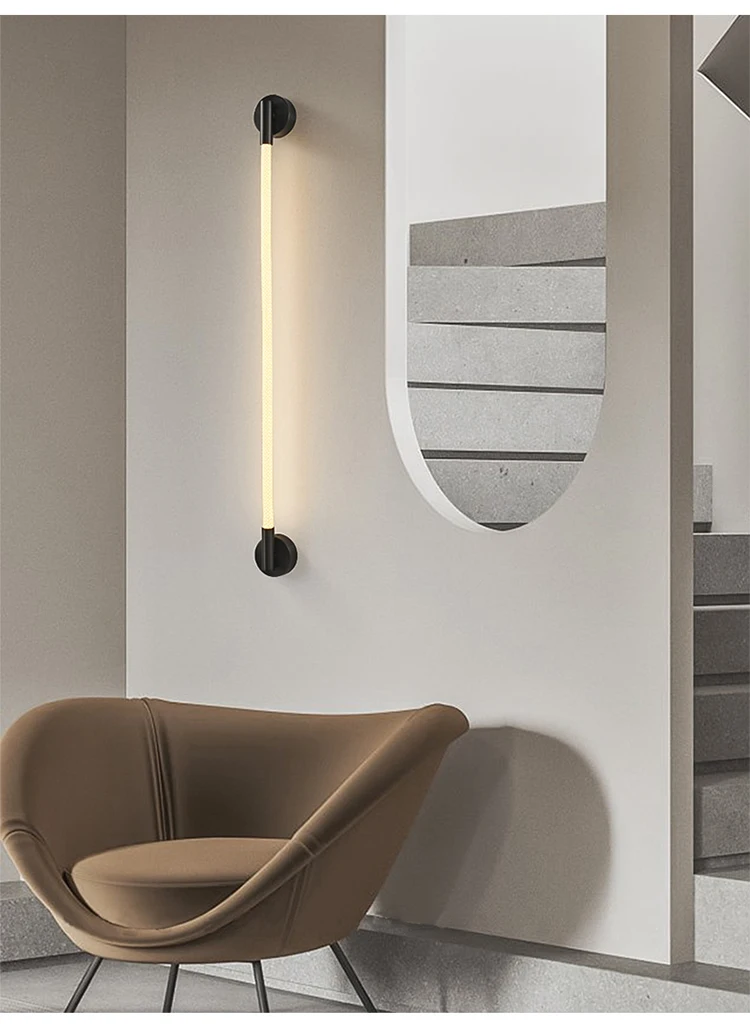 Luke Wand lampe einfache Atmosphäre Licht nordische Nachttisch lampe Wohnzimmer Faser gewebte Licht emittierende Röhre Lampe Bett Zimmer Nacht lampe – Detail 12