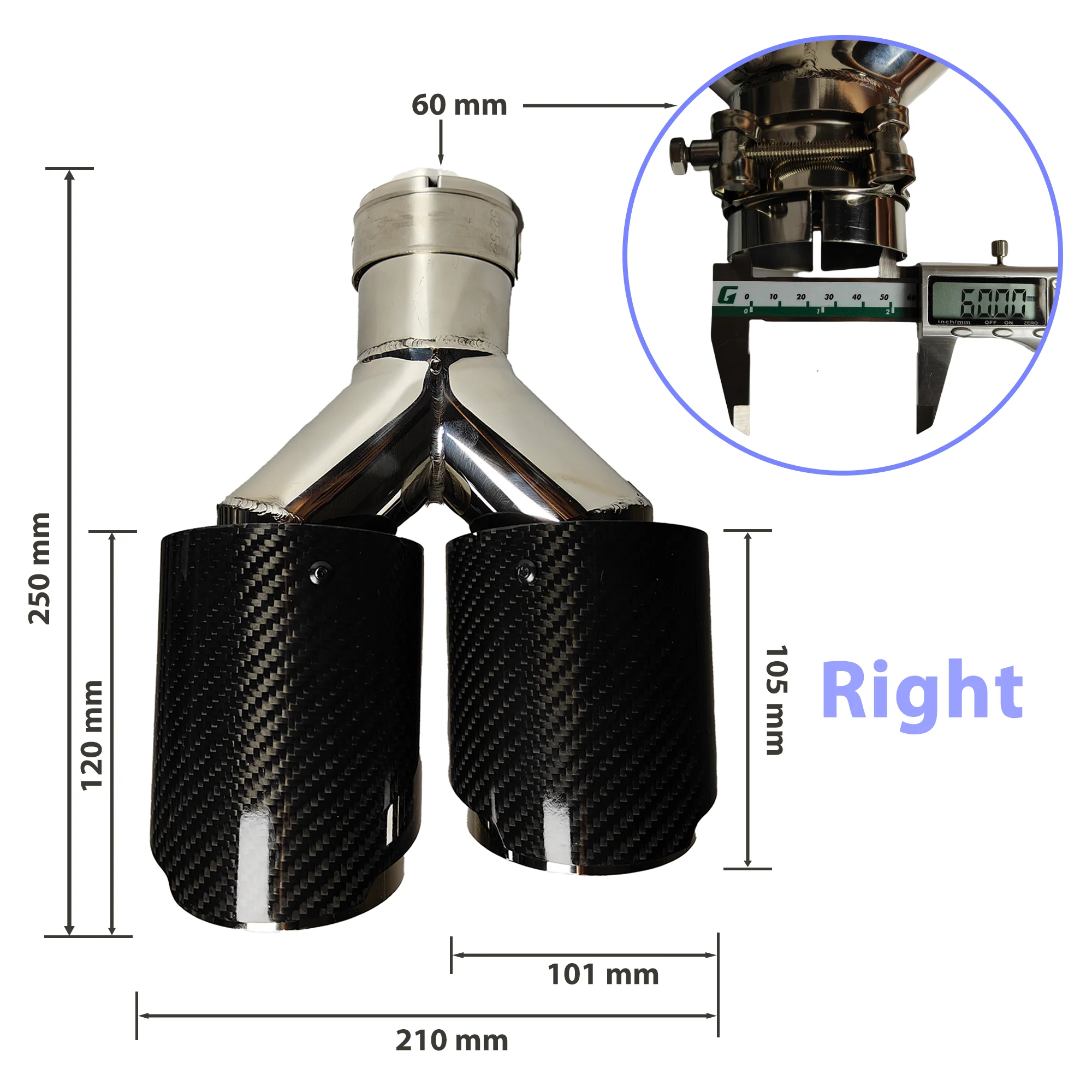 1 Stuks Universele Auto Carbon Fiber Uitlaatpijp Y-vormige Dubbele Uitlaat Twill Glans Uitlaatdemper Tip