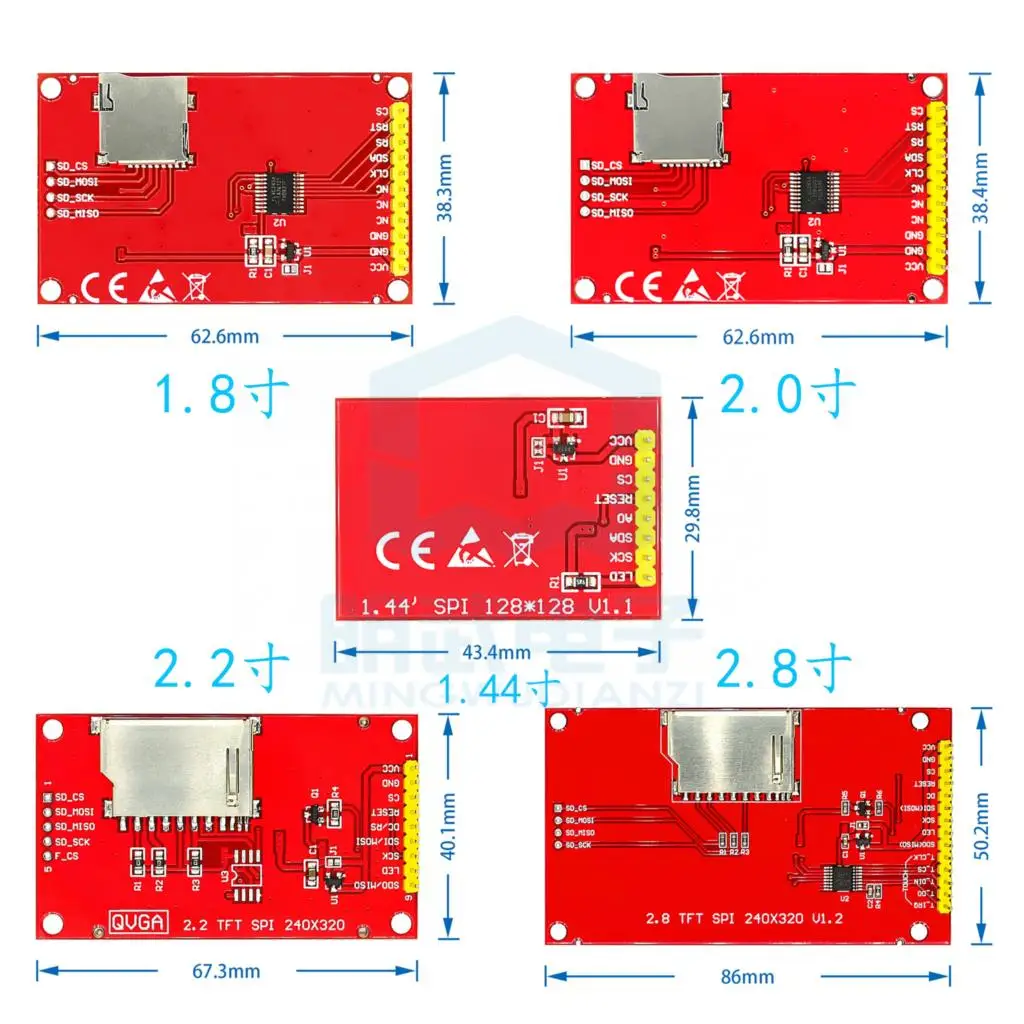 1.8/2.0/2.2/2.8 Inch Serial Port TFT SPI LCD Screen touch/color Screen Module Only 4 IO