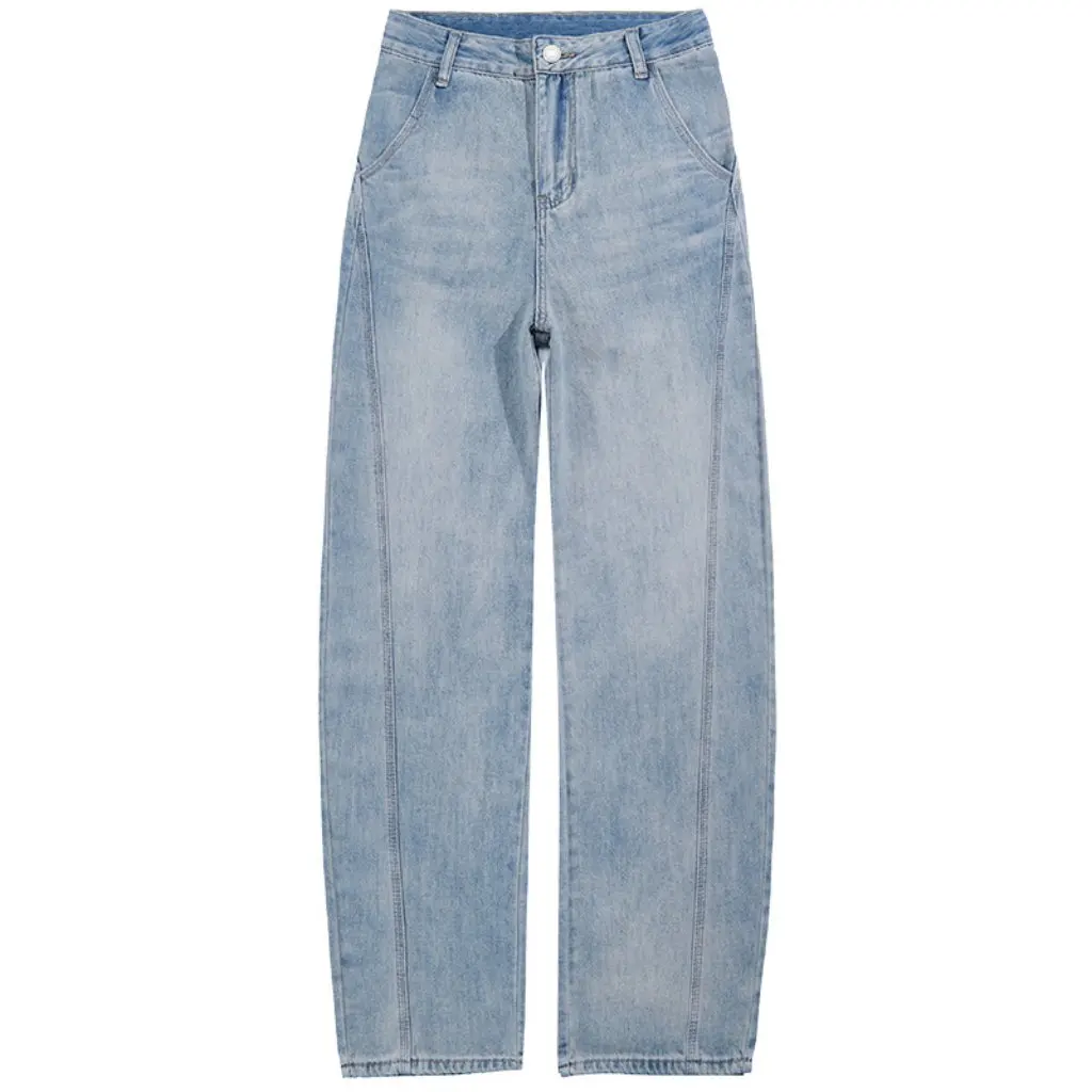 

Женские джинсы Scimitar с высокой талией, светло-голубые свободные широкие брюки, весна-лето, новый ленивый стиль, повседневная мода