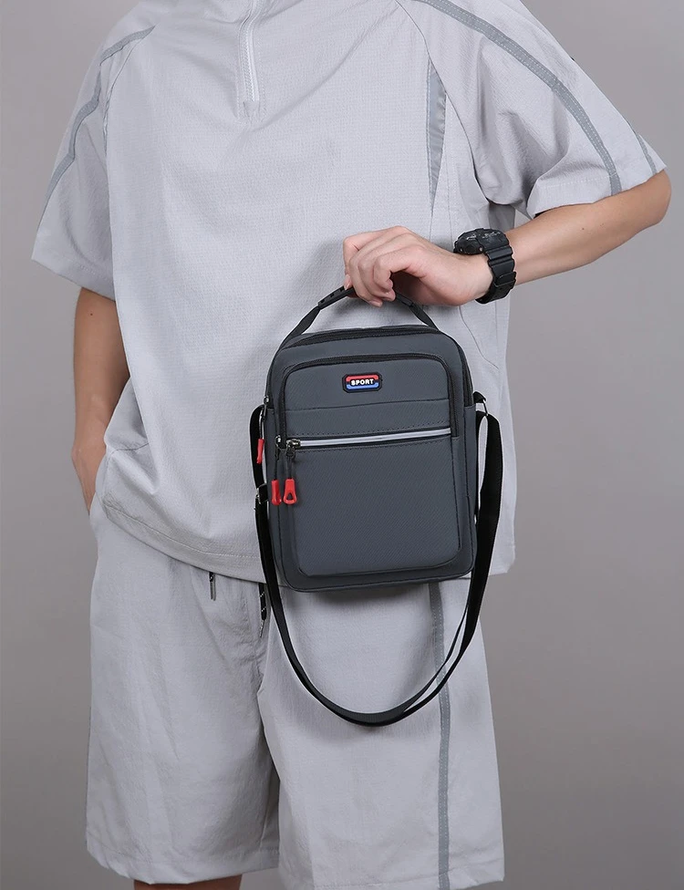 Neue Herren-Umhängetasche, schlichte Schultertasche, lässige, geräumige Tasche für den täglichen Gebrauch, atmungsaktive Reisetasche für Herren. – Detail 9