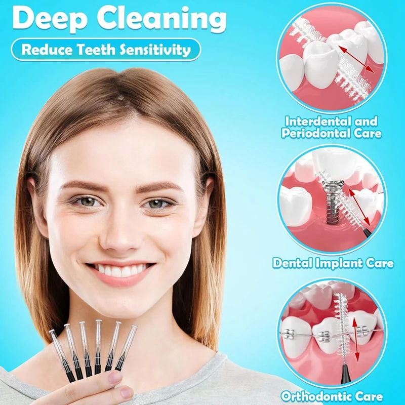 Spazzole interdentali da 120 pezzi, detergente per spazzole per bretelle per strumenti per la pulizia dei denti spazzola a spirale per un'efficiente igiene orale