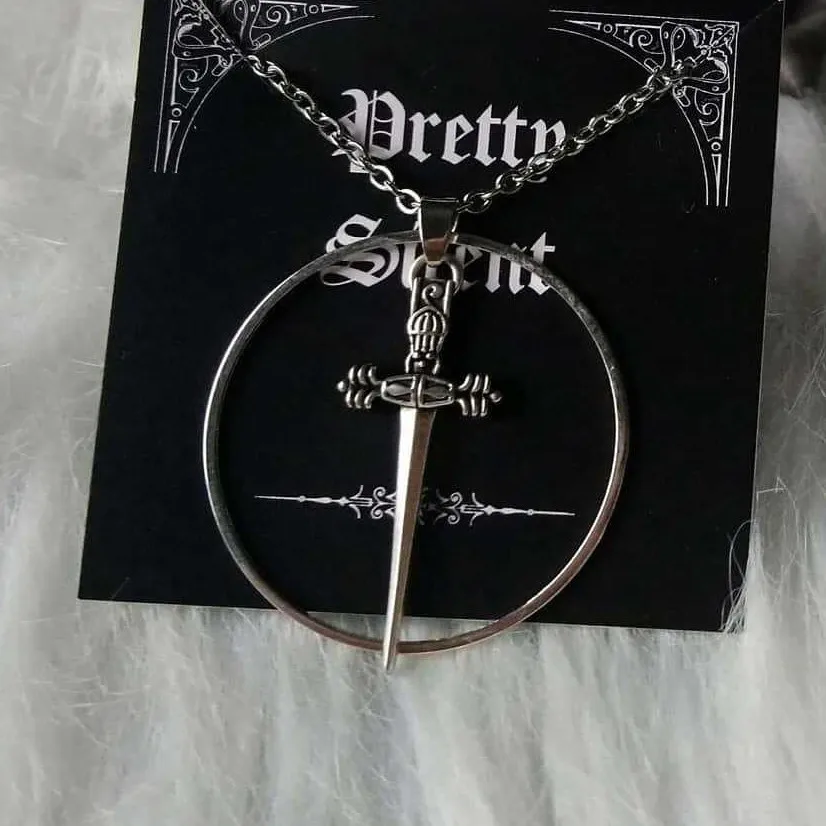 Retro sword necklace, Gothic jewelry, Middle Ages, circle, dagger, punk, hippie, mysterious sword, Choker For Women Man, Cool