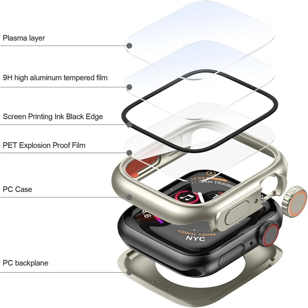 Apple Watch 46mm 45mm 40mm 41mm 44mm用スクリーンプロテクターカバー ハードPC製フロントリアバンパーケース iwatch 10 9 8 7 SE 6をウルトラに変更