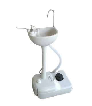 

Portable Removable Hand Sink Outdoor Wash Basin with Wheels 51x33.5x103CM White for Social Events Worksites Camping Boating Etc