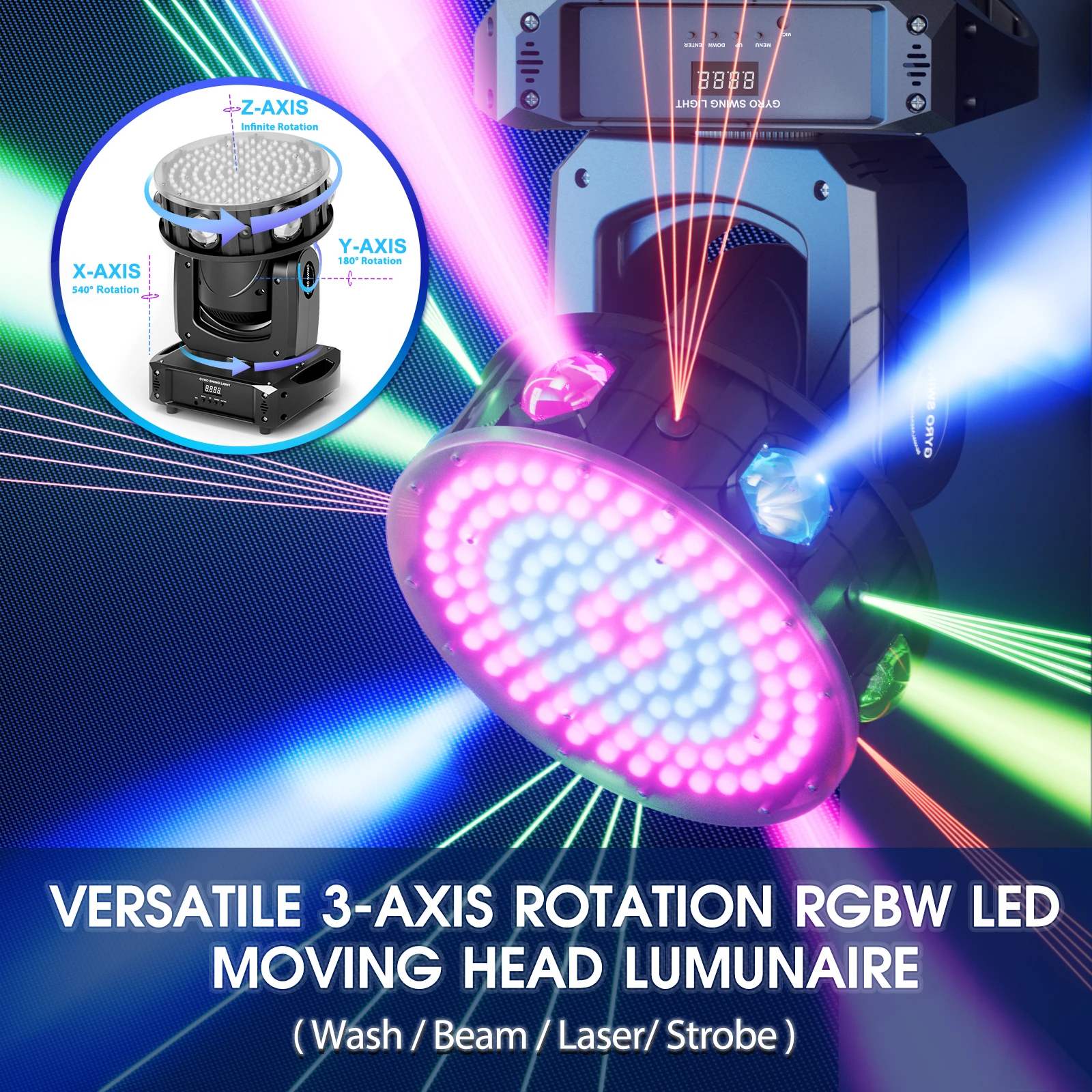 U`King 150W Moving Head Lights 6X15W 4IN1 RGBW LED Stage Light DMX512 Voice Control DJ Lights For Wedding Party Stage Lighting