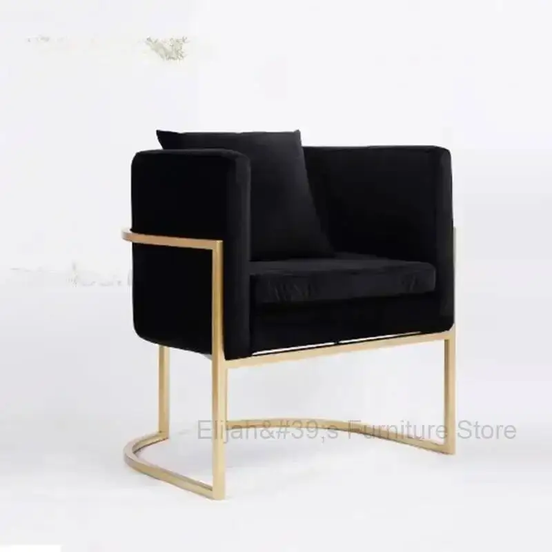 

Nordic Gold Simple Backrest Dressing Lounge Stool Light Luxury Negotiation Seats Bedroom Table Makeup Chair Living Room Chair