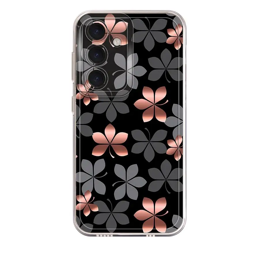 Custodia con design floreale in metallo per Samsung Galaxy A53 A73 A06 A56 A52 A72 A05 A71 A04 A31 A02 A55 A50 A03 A54 A50 A51 Trasparente Morbido