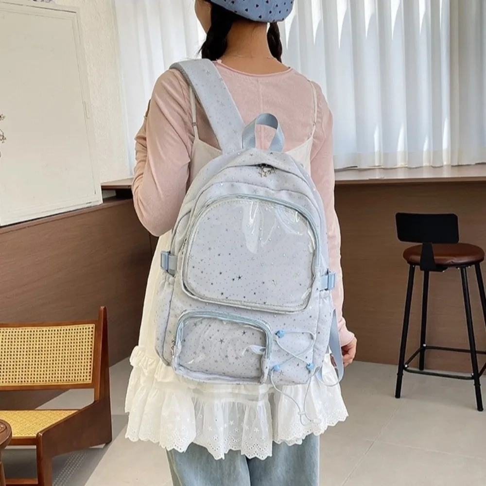 Shoulder Bag Oxford Cloth Star Backpack Print Jk Students School Bag Y2k Harajuku Nylon Backpack Gift