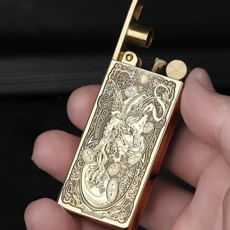 2024ZORRO Mechanical Automatic Lifting Lighter Creative Personality Brass Kerosene Cigarette Lighter Creative Men\'s Fire Machine