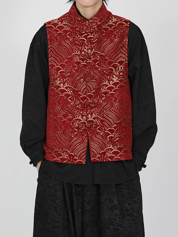 

New Chinese Sle Men's Vest Loose Svel Outerwear Retro Embroidered Buttoned Top Autumn Season Casual Hanfu Tang Suit