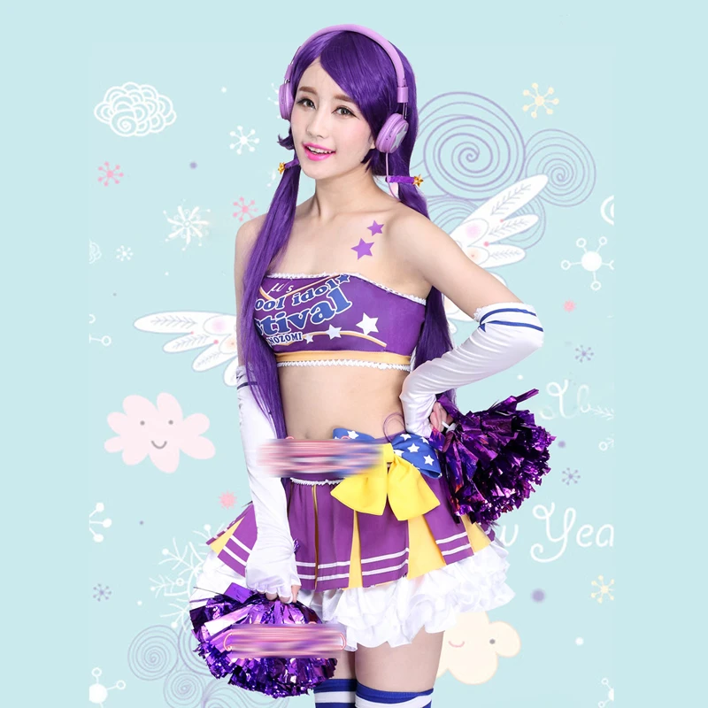 

In Stock! Lovelive μ's Cos Tojo Nozomi Cosplay Cheerleader Outfit Costume Party Women Skirt G