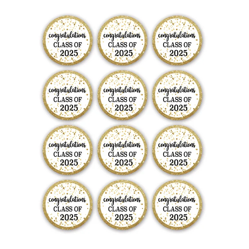 120 Pegatinas Redondas De Graduación 2025 – Impermeables De 5 Cm, Decoración Para Birretes, Álbumes Y Fiestas – Estilo 2