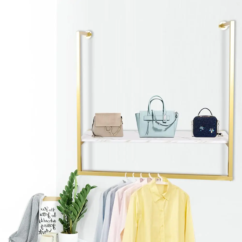 

Wall-Mounted Clothes Rack, 39.37’ Height U-Type Clothes Rack Gold Clothes Rack Pipe Clothes Rack, Modern Clothes Hanging Bar Spa
