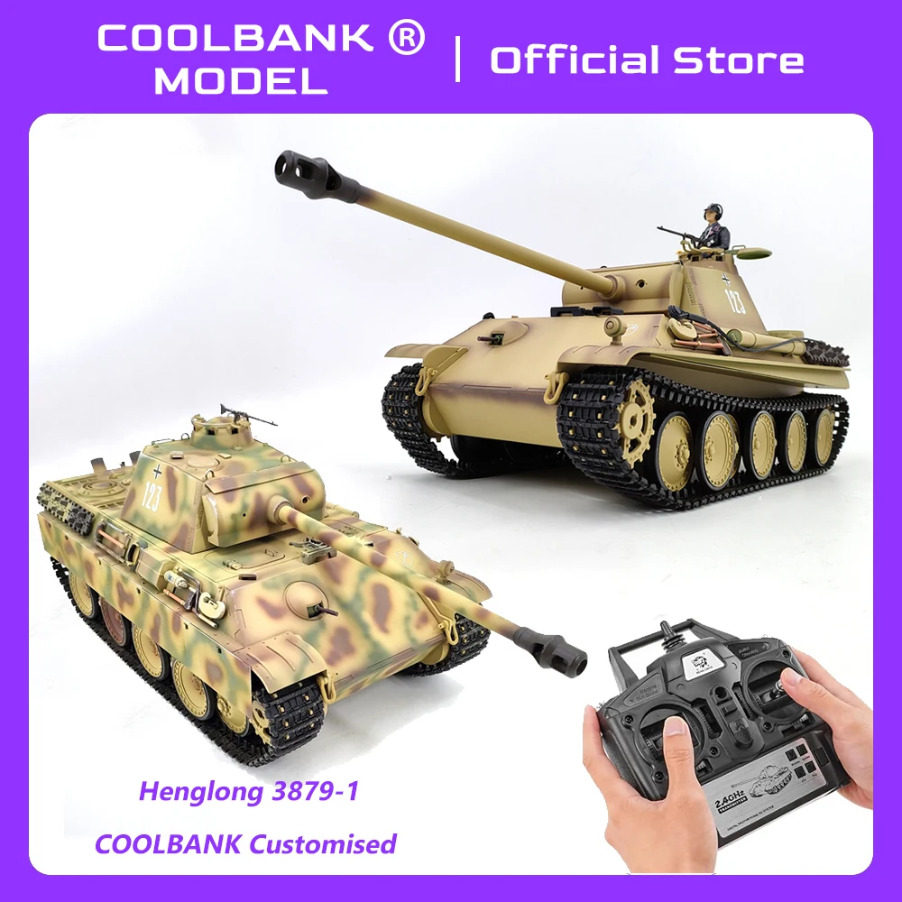 

Coolbank RC Tank HengLong 3879-1 German Leopard G Battle Tank 1:16 2.4gh Wireless RC Tank Vehicles Model with Sound & Light Boys