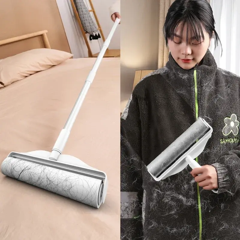Long Handle Lint Roller Brush Pet Hair Remover Roller Retractable Dust Hair Roller Stick Tearable Clothes Bed Hair Removal Brush - Image 2