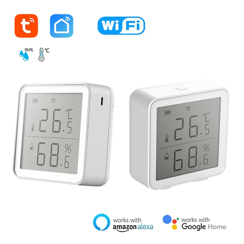 Tuya Intelligent WiFi Temperature and Humidity Sensor LCD Digital Display Wireless Thermometer Work with Alexa Google Home