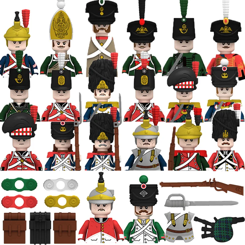 Military Games Solider Figures Gifts Weapons Guns Building Blocks Napoleonic War Imperial Navy Equipments Children Kids Toys