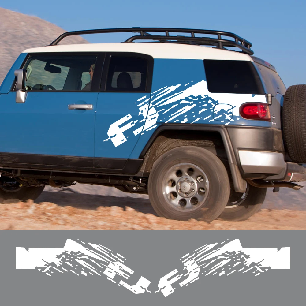 2PCS Car Door Side Stickers For Toyota FJ Cruiser Off Road Cool