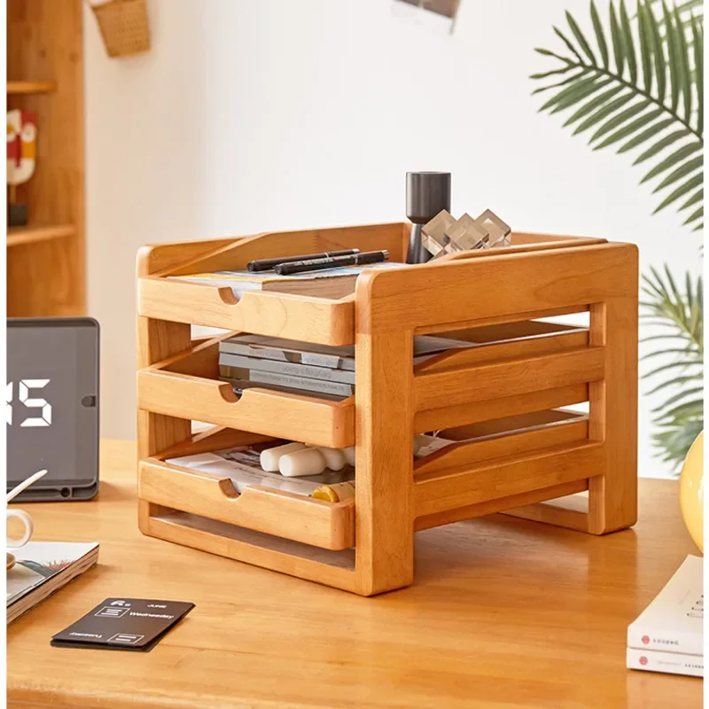 Modern Organizer Drawers Solid Wood Multi Story Storage Box Office Desktop Filing Cabinet Bedroom Dressing Table Cosmetic Rack