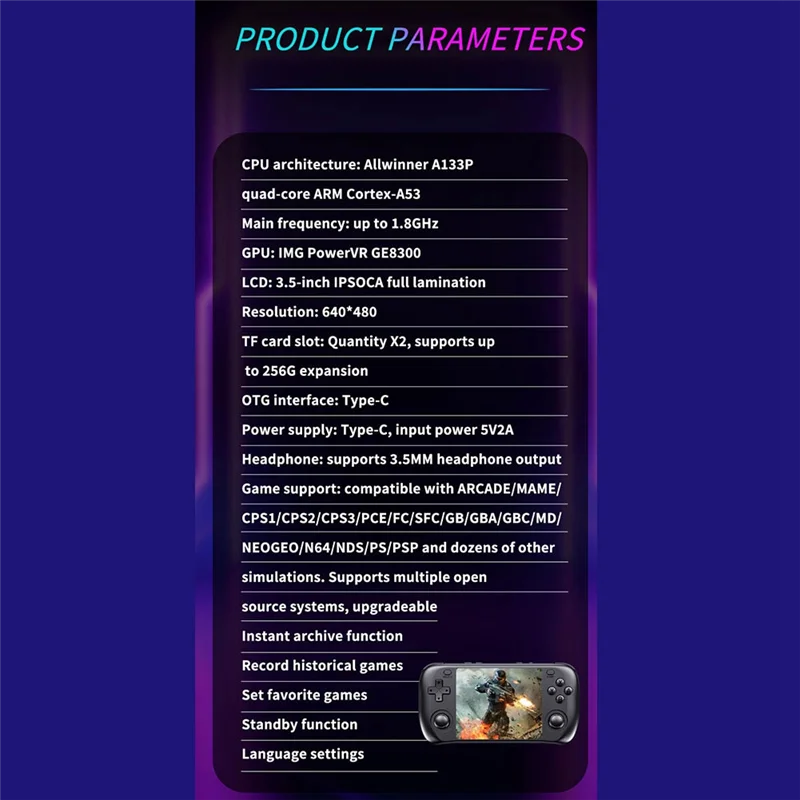 

H36S 3,5-дюймовая карманная портативная игровая консоль 64G для хранения эмуляторов для PSP/PS1/GBA/SNES NES портативные игровые плееры C