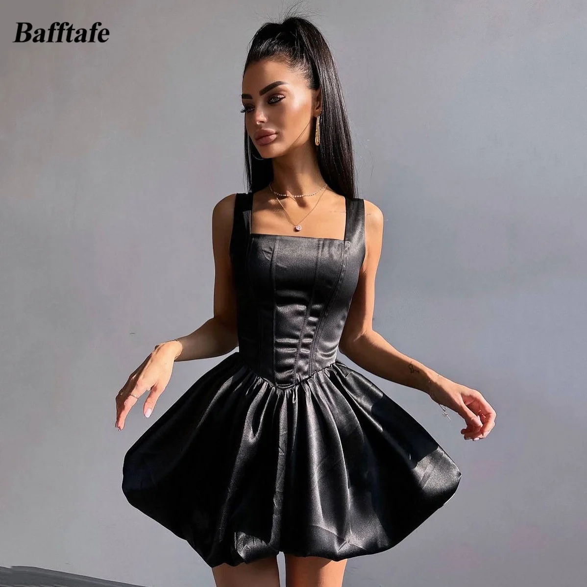 

Bafftafe A Line Satin Customized Mini Prom Dresses Corset Back Above Knee Formal Party Homecoming Dress Women Outfits Occasion