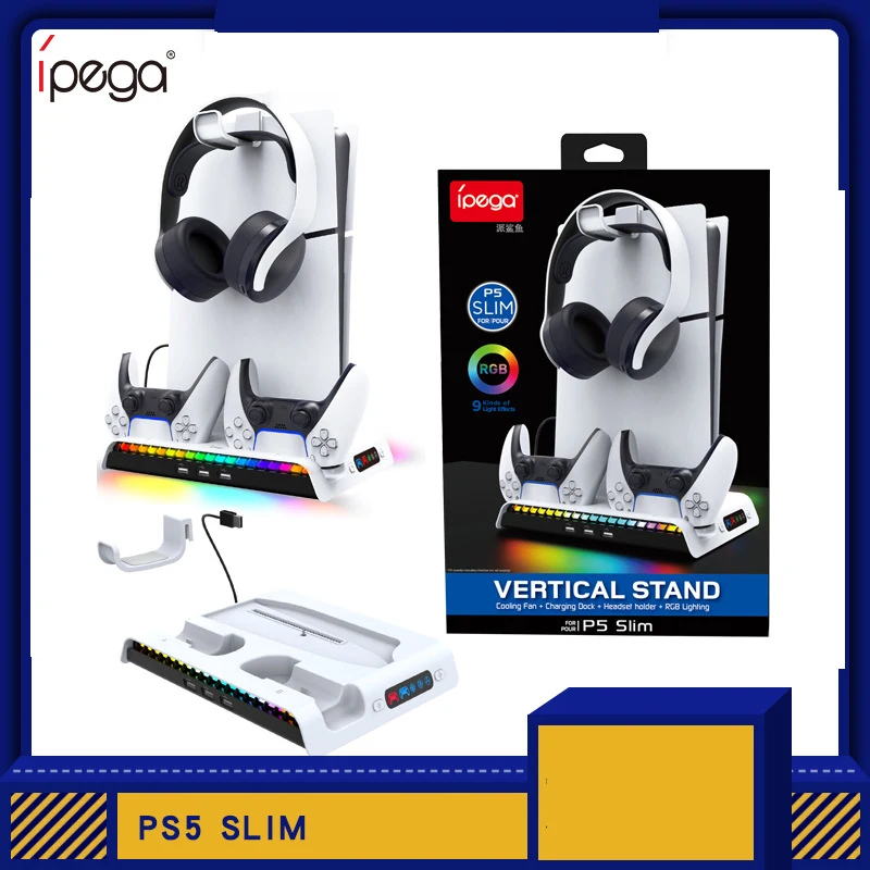 

Ipega PG-P5S006 Charging Dock Cooling Fan For PS5 Slim Both Disc and Digital Editions RGB Charging Base Stand Station