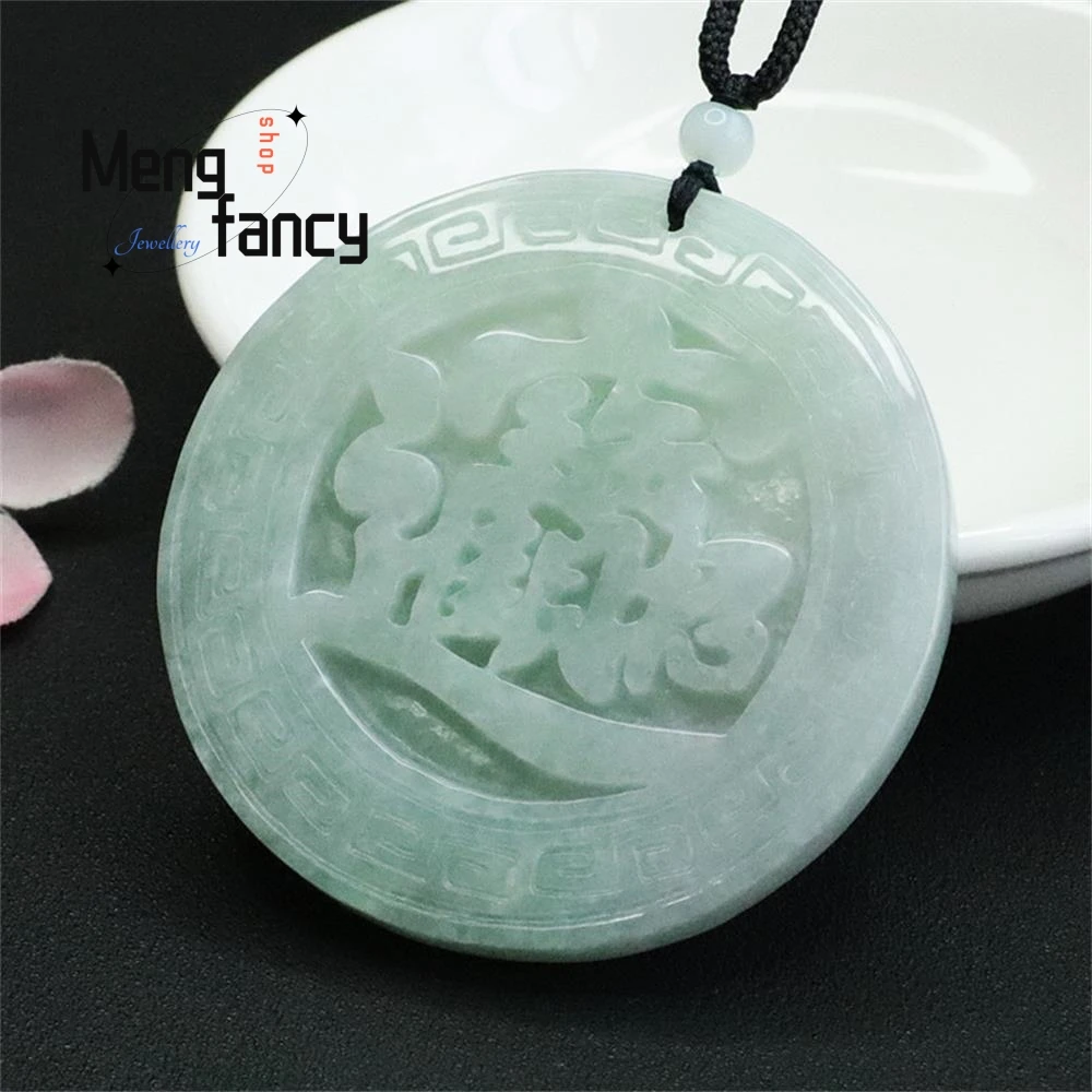 Natural Jadeite Round Zhaocai JINBAO Pendant Exquisite Elegant Simple High-grade Handicraft Luxury Quality Jewelry Holiday Gifts