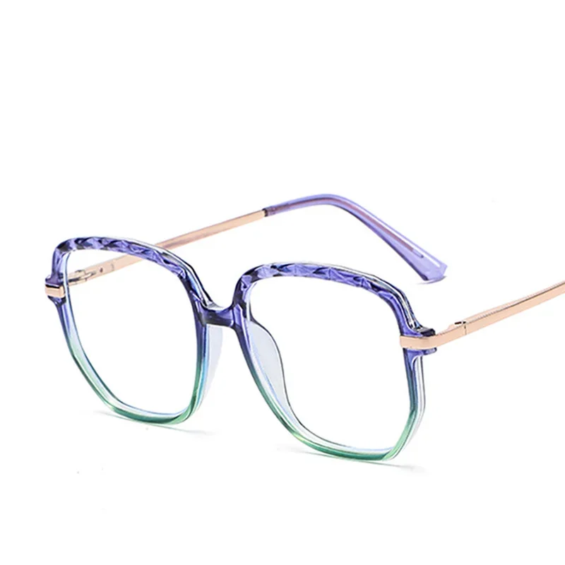 TR90 Anti Blue Light Glasses Women Luxury Purple Green Gradient Eyeglasses Frame Transparent Computer Blue Rays Blocking Glasses