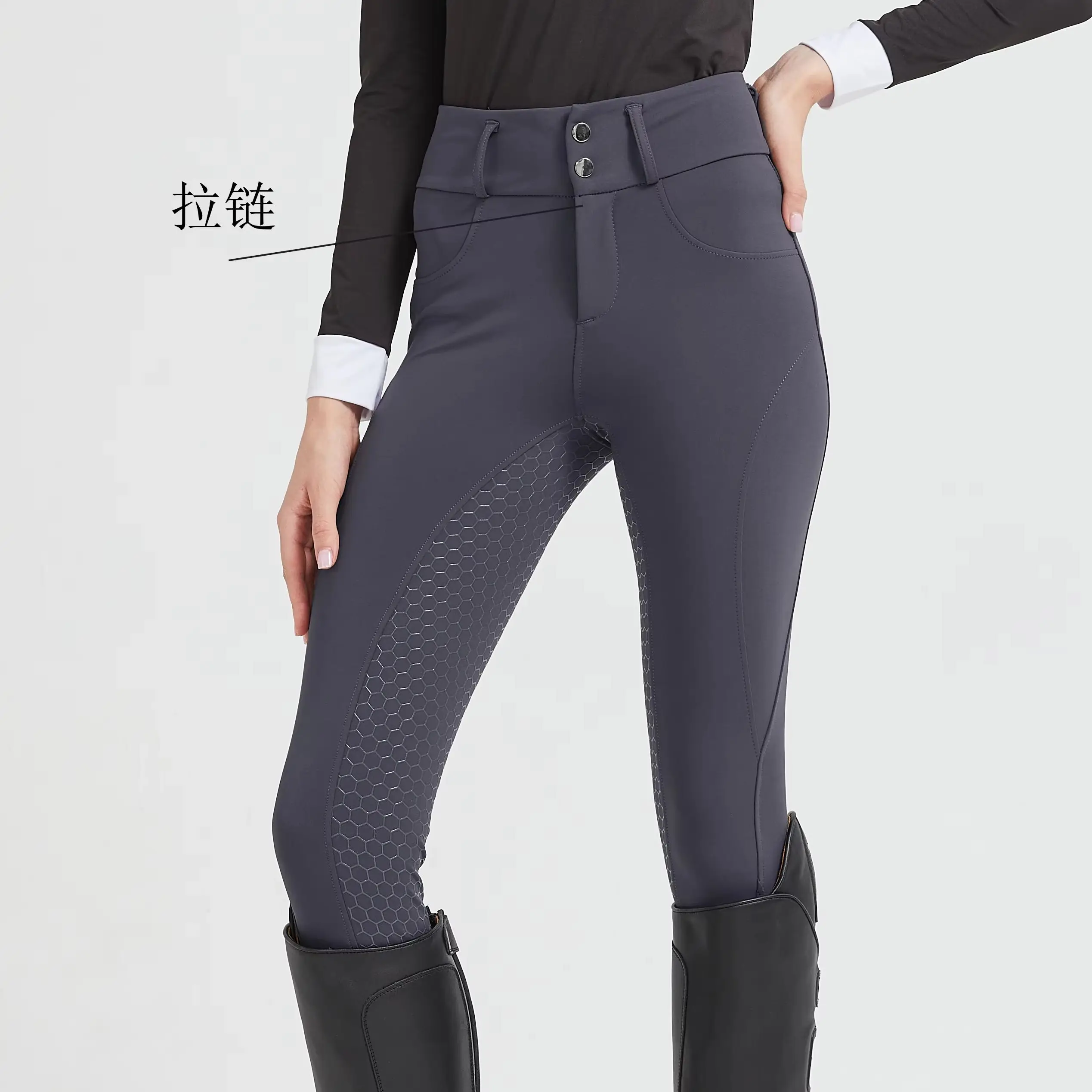 Professionelle Reithose mit Silikon-Anti-Rutsch-Beschichtung, schnelltrocknend, eng anliegend, für Radsport und Reitprüfungen – Detail 5