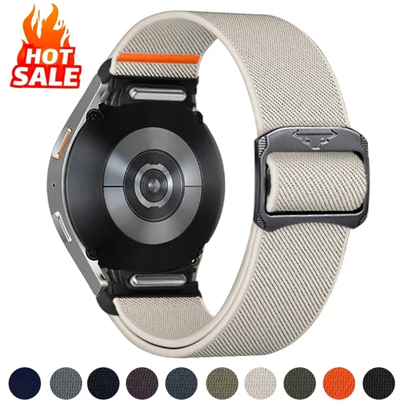 No Gaps Band für Samsung Galaxy Watch 7 6 5 4 40 mm 44 mm/5 Pro 45 mm elastisches Nylonarmband Galaxy Watch 6 Classic 47 mm 43 mm Armband