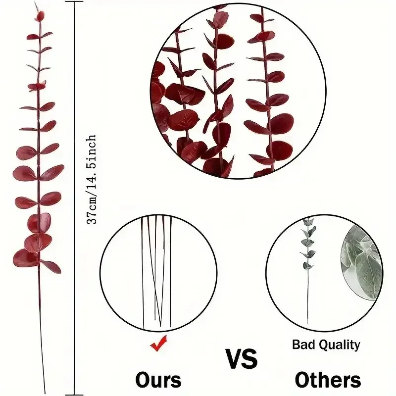 10 шт., растения, листья эвкалипта, ветки зеленого листа для дома, сада, свадебное украшение, букет цветов, центральная часть