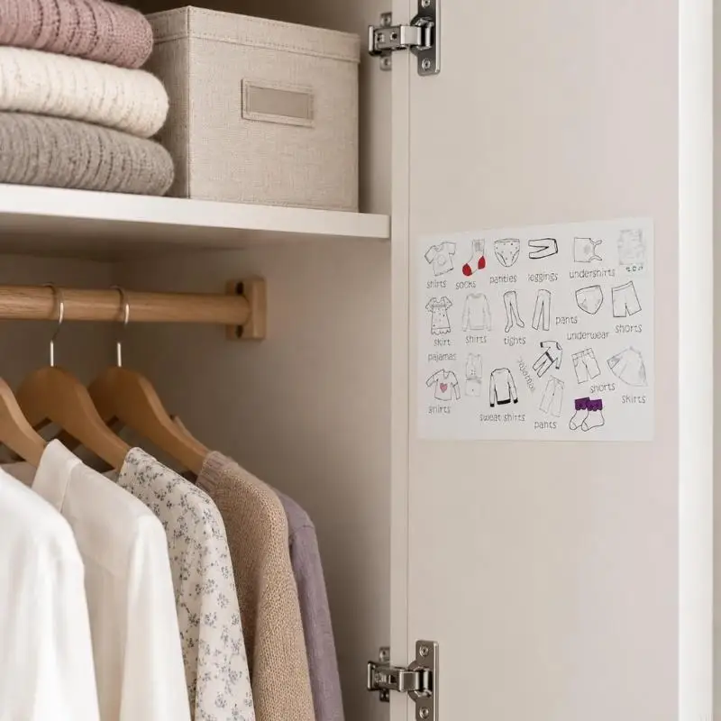   Clothing Storage Labels for Closet and Dresser Sorting Tasks