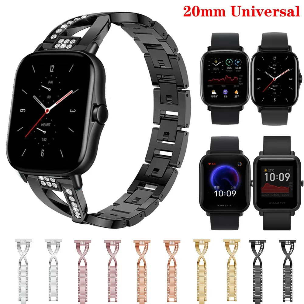 For Huami  GTS 2 / mini POP  Bip U Stainless Steel Strap band Replacement 20mm Watchband Metal Aolly Bracelet GTS2