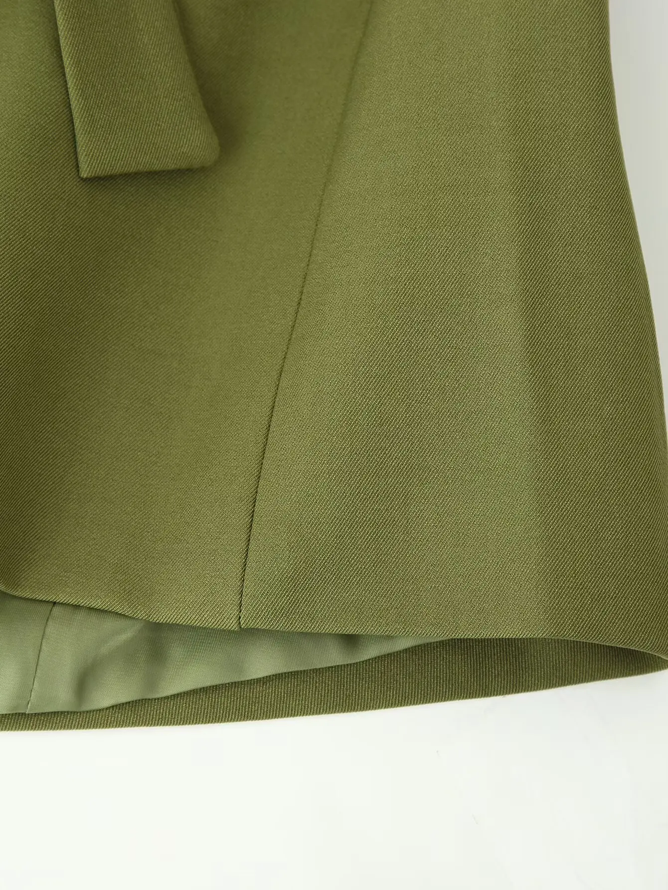 Suninheart Olive Green Asymmetric Blazer & Pants Set – Women's Ruched Waist Suit Two Piece Office Lady Autumn Fashion