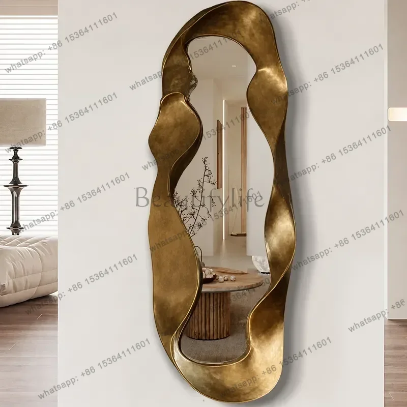 Retro Artistic Oval Full Body Mirror Wall Mounted Special Shaped Creative Home Decor Fitting Mirror