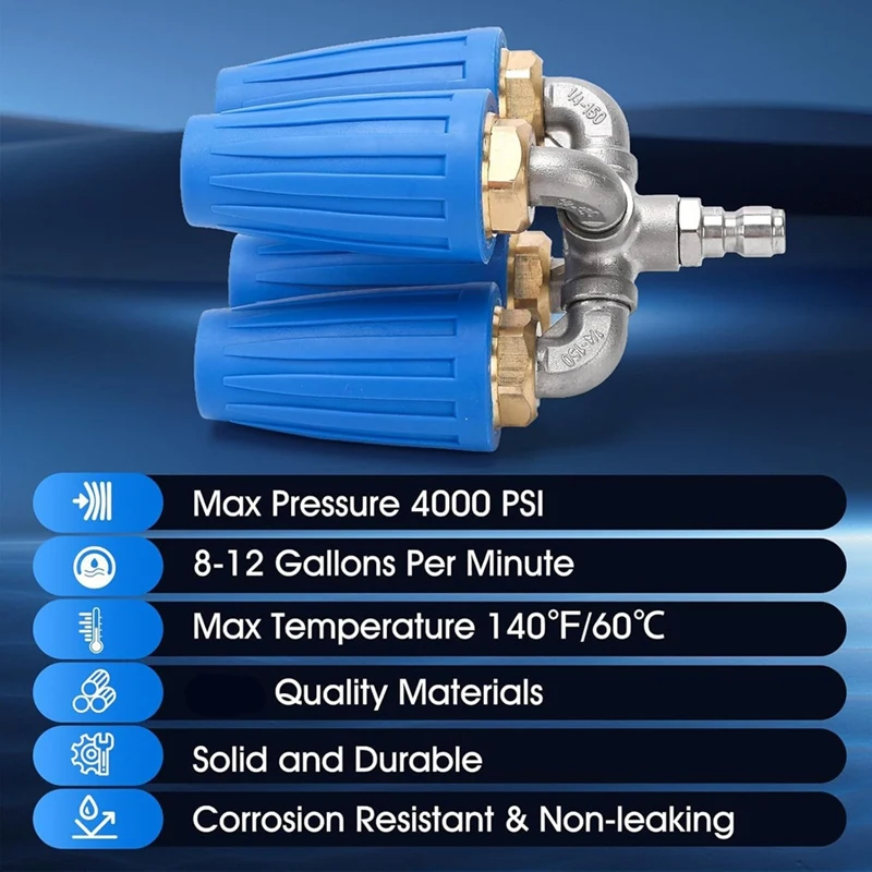 BAAG-4-in-1 Idropulitrice con ugello turbo, 360 °   Ugello turbo rotante con connettore rapido da 1/4 di pollice, orifizio 2,5, 4000 PSI Ma