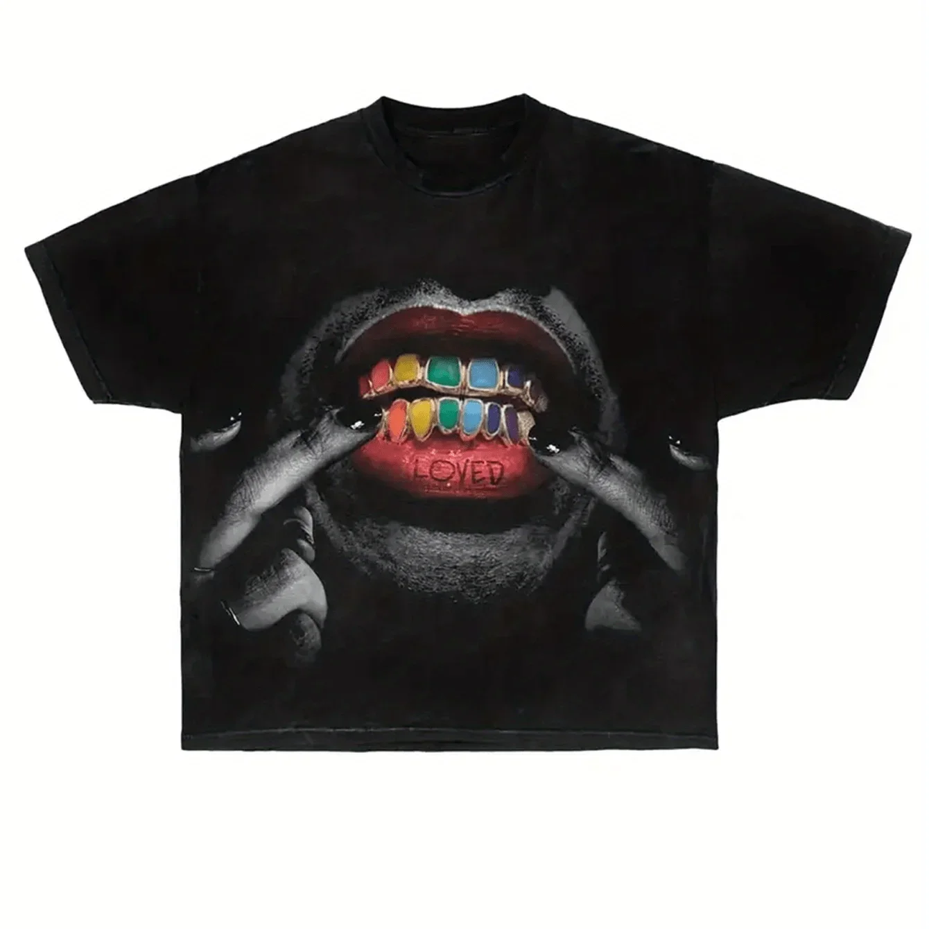 

25 New Fashion Hot American Hip-hop Men's 2000 Style Cotton Pattern T-shirt Y2K Goth Harajuku Men's and Women's Streetwear