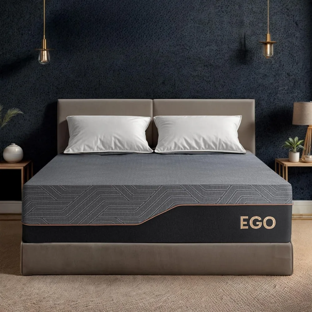 EGOHOME 14 Inch King Mattress, Copper Gel Memory Foam Mattress for Pain Relief, Therapeutic Mattress in a Box, CertiPUR-US Certi