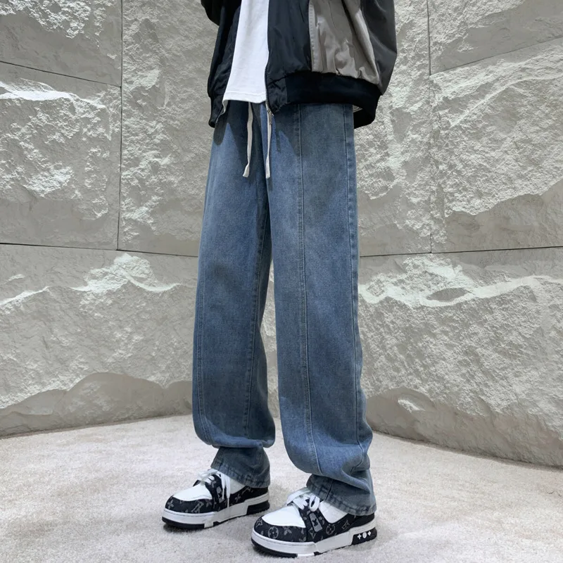 Black Baggy Jeans Men Fashion Retro Straight Jeans Men Streetwear Hip-hop Loose Wide Leg Jeans Mens Vintage Denim Trousers 4XL